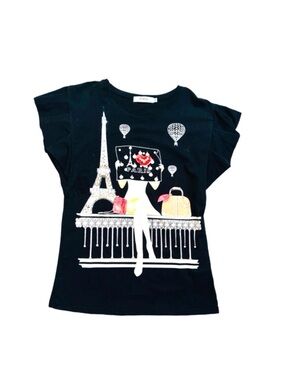 IN2YOU ~ Women’s black short sleeve sequined bling bling tee top size M